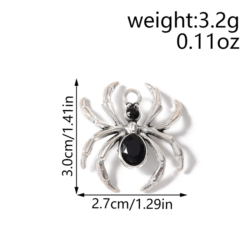 10 Stück 27x30mm Cartoon-Legierungs-Tieranhänger in Spinnenform für die Herstellung von Halsketten, Ohrringen, Armbändern, DIY-Bastelarbeiten und Schmuckzubehör – Detail 1