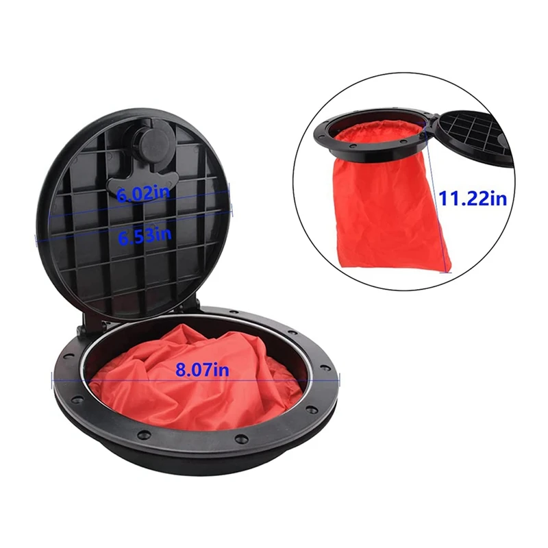 6Inch Deck Plate Kit Kayak Deck Hatch With Storage Bag For Kayak Boat Fishing Rigging Black