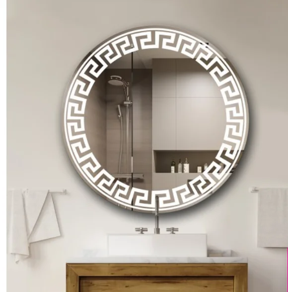 Round Wall LED Smart Bathroom Mirror Touch Dimmable Vanity