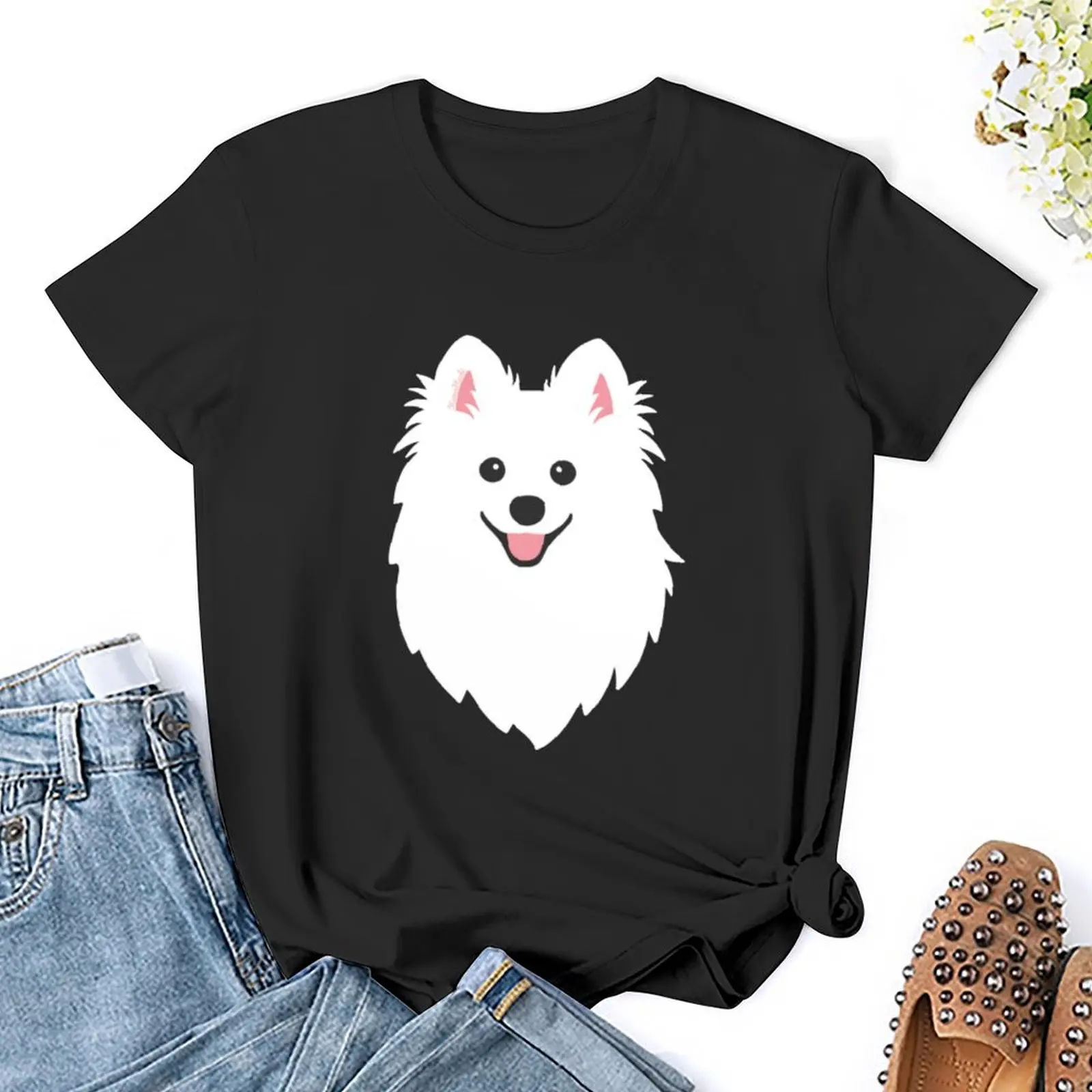 Happy Japanese Spitz Dog - Aqua t-shirt donna animal print shirt per ragazze moda coreana vestiti divertenti per donna