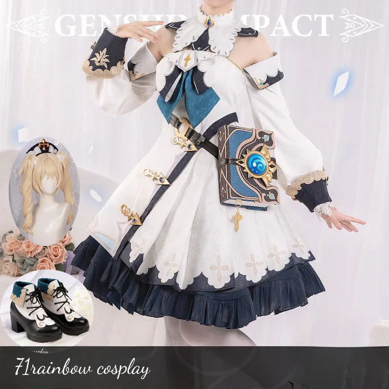 

Barbara Gunnhildr Cosplay Game Genshin Impact Barbara Cosplay Costume Woman Christmas Uniforms Sets Wig Shoes Dress Cosplay