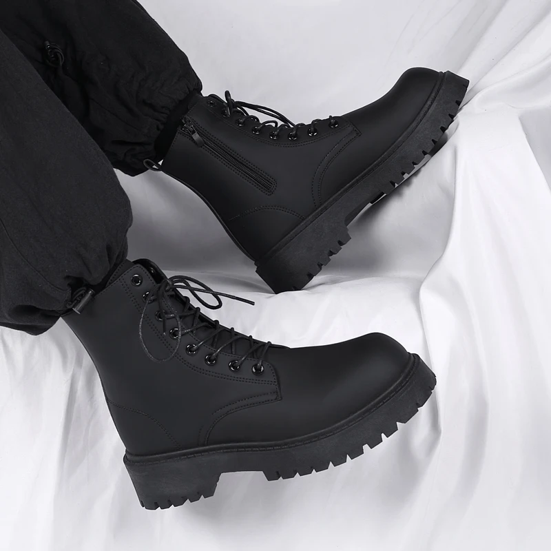 Luxury Brand Boots Chelsea Men\'s Boots Leather Men Designer Boots Fashion Casual Business Black Boots Thick Soled Mid Top Boots