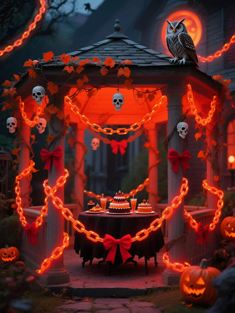 

Halloween Decorative Skull Chain Shaped Light Horror Atmosphere Lighting New Arrival for Festive Decorations
