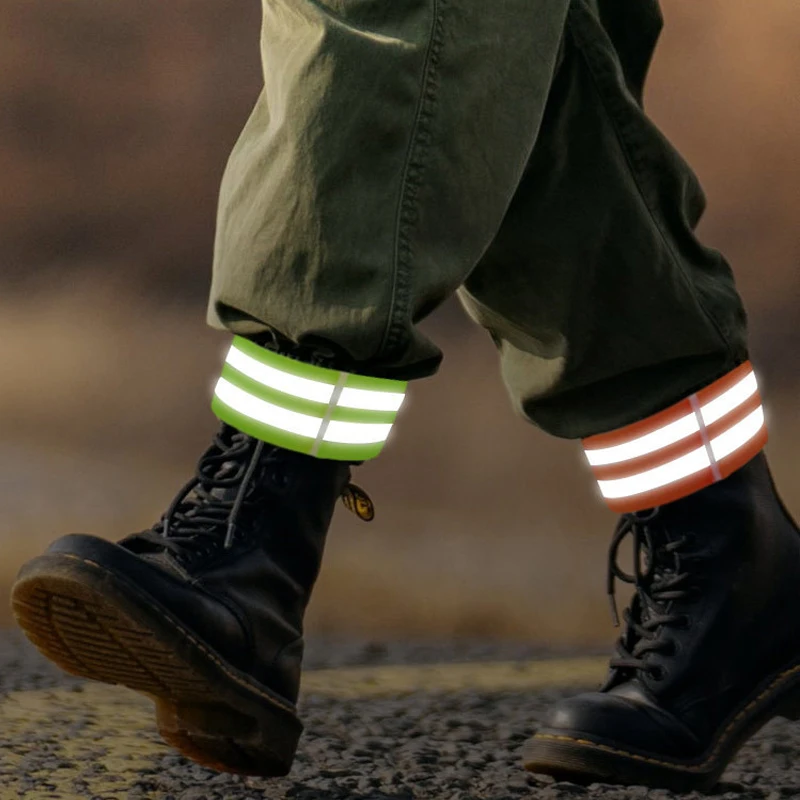 Leg restraint belt with night warning double reflective visible cycling elastic tightening belt for mountain bike riding at nigh