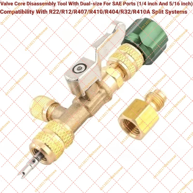 A/C Valve Core Removal Tool with Sight Glass, Vacuum Rated Dual Valve Disassembly Tool for HVAC