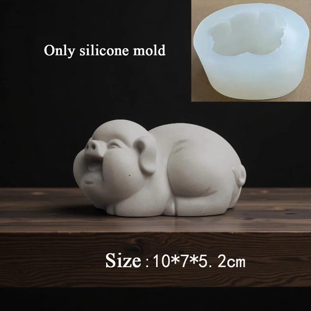 

Бетонная форма для свиньи «сделай сам», силиконовая цементная форма для изготовления милой статуи свиньи удачи, украшение для домашнего офиса