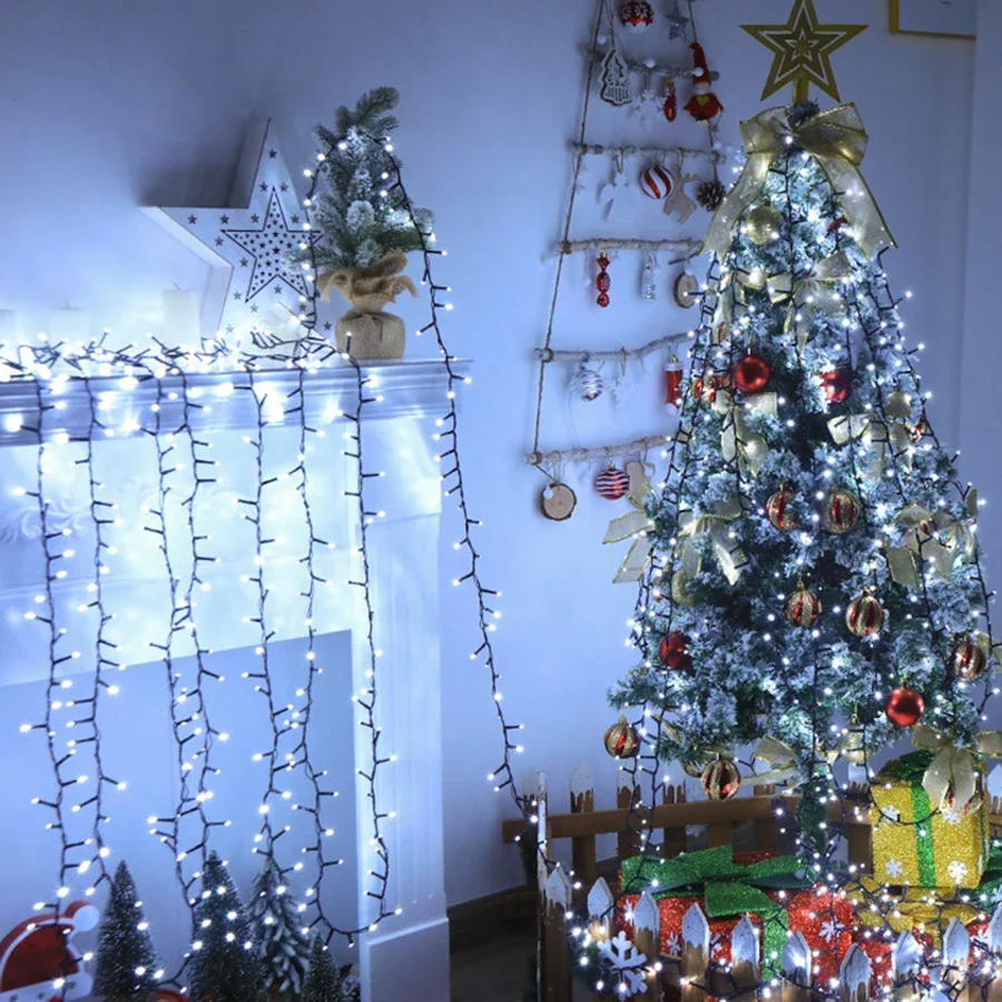 Guirnalda de árbol de Navidad de 10M, 20M, 30M, luz LED para exteriores, petardos de vacaciones, cadena de luces, ventana, fiesta, guirnalda de hadas