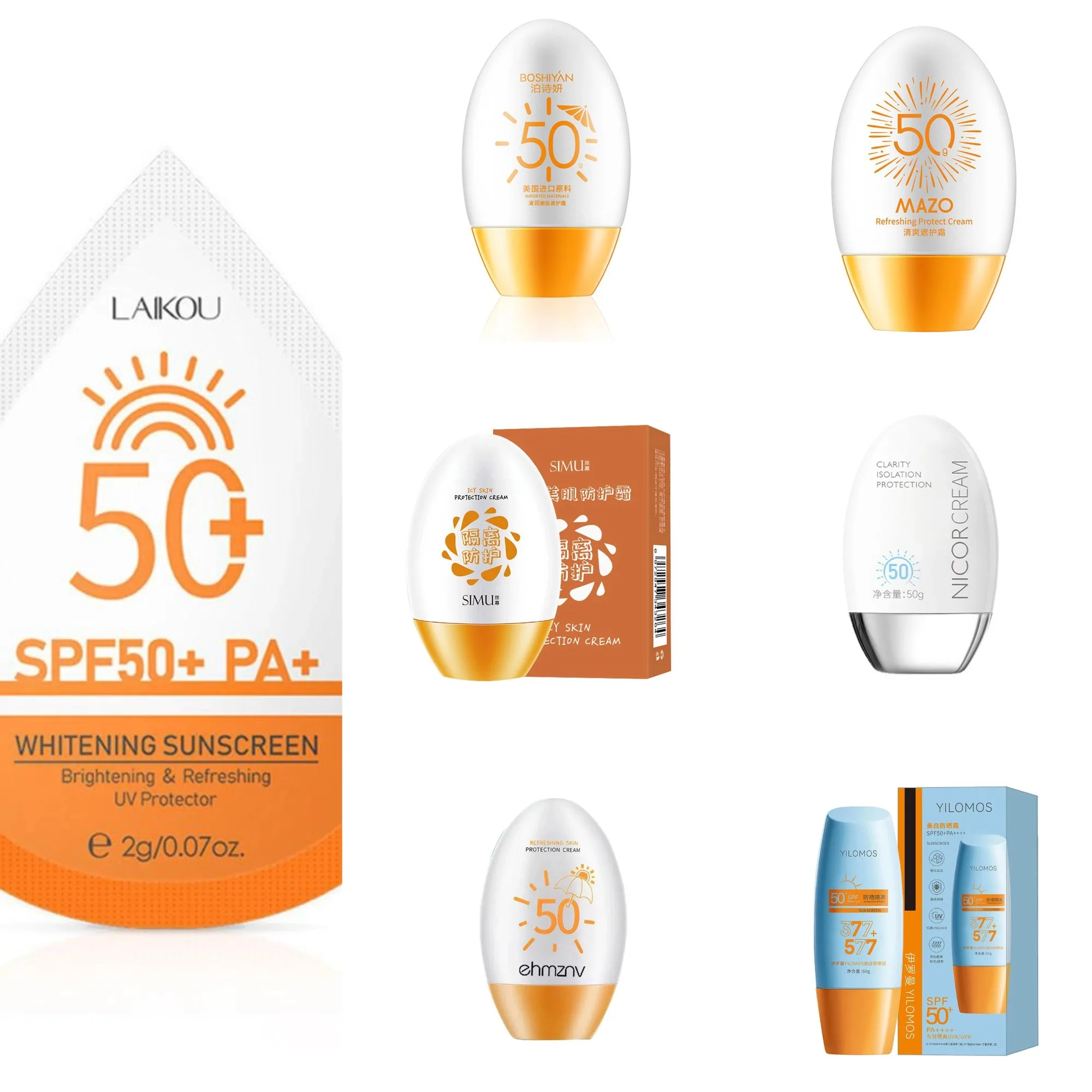 NUEVO Protector Solar Facial y Corporal Resistente al Agua 2/50/60G, Crema Solar, Bloqueador Solar, Crema Protectora para la Piel, Crema Facial Anti-Sol con Protección Solar SPF50+