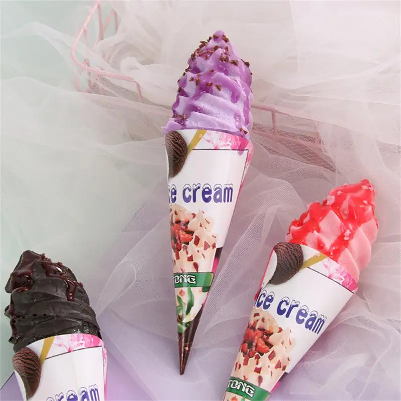 Simulation Ice Cream Model Chocolate Ice Cream Fake Food Cone Cabinetry Outdoor Pose Decorative Toys