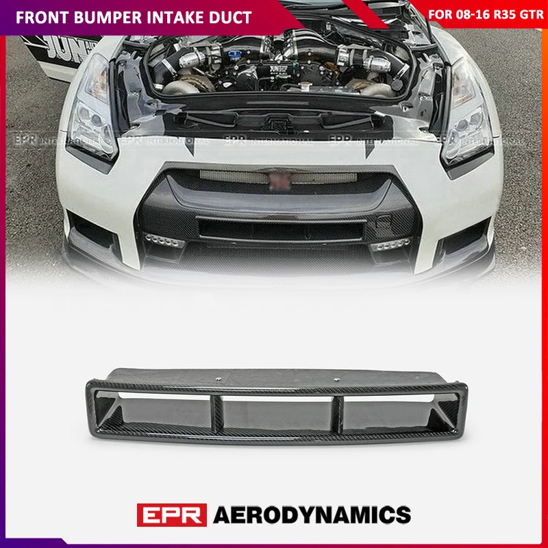 

For 08-16 R35 Skyline GTR JUN Carbon Fiber Front Bumper Intake Duct Glossy Finished Fibre Car Air Intake Vent Accessories