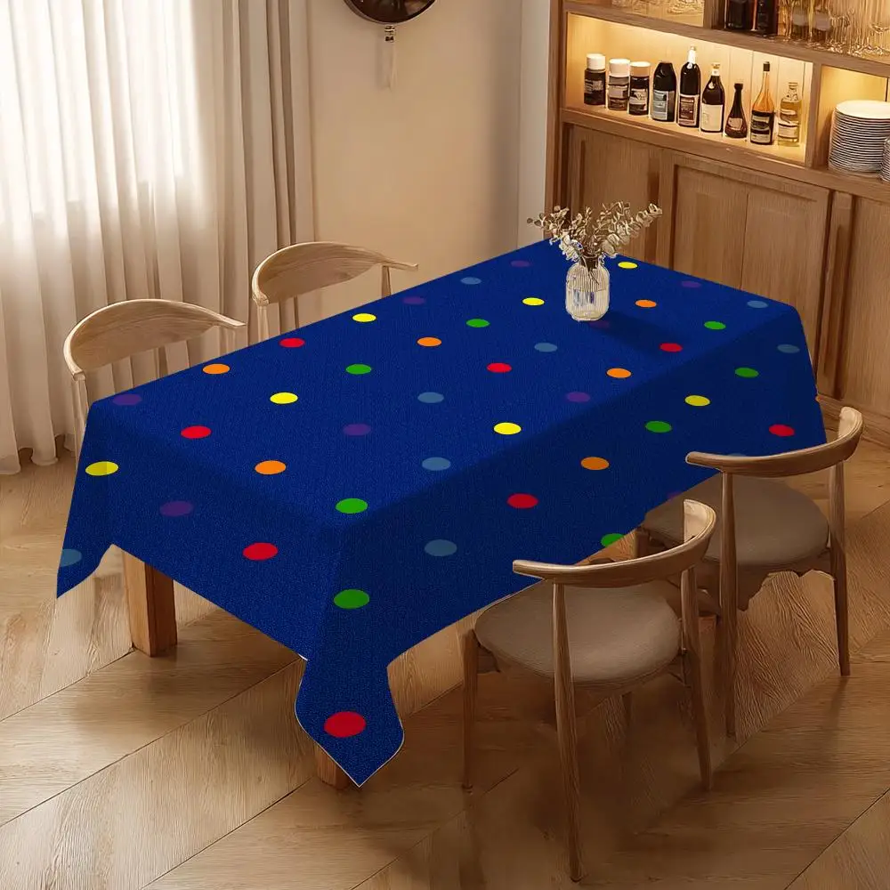 Minimal Blue Circle Table Cloth Home Party Picnic Dining Room Kitchen Desktop Dust-proof Decorative Table