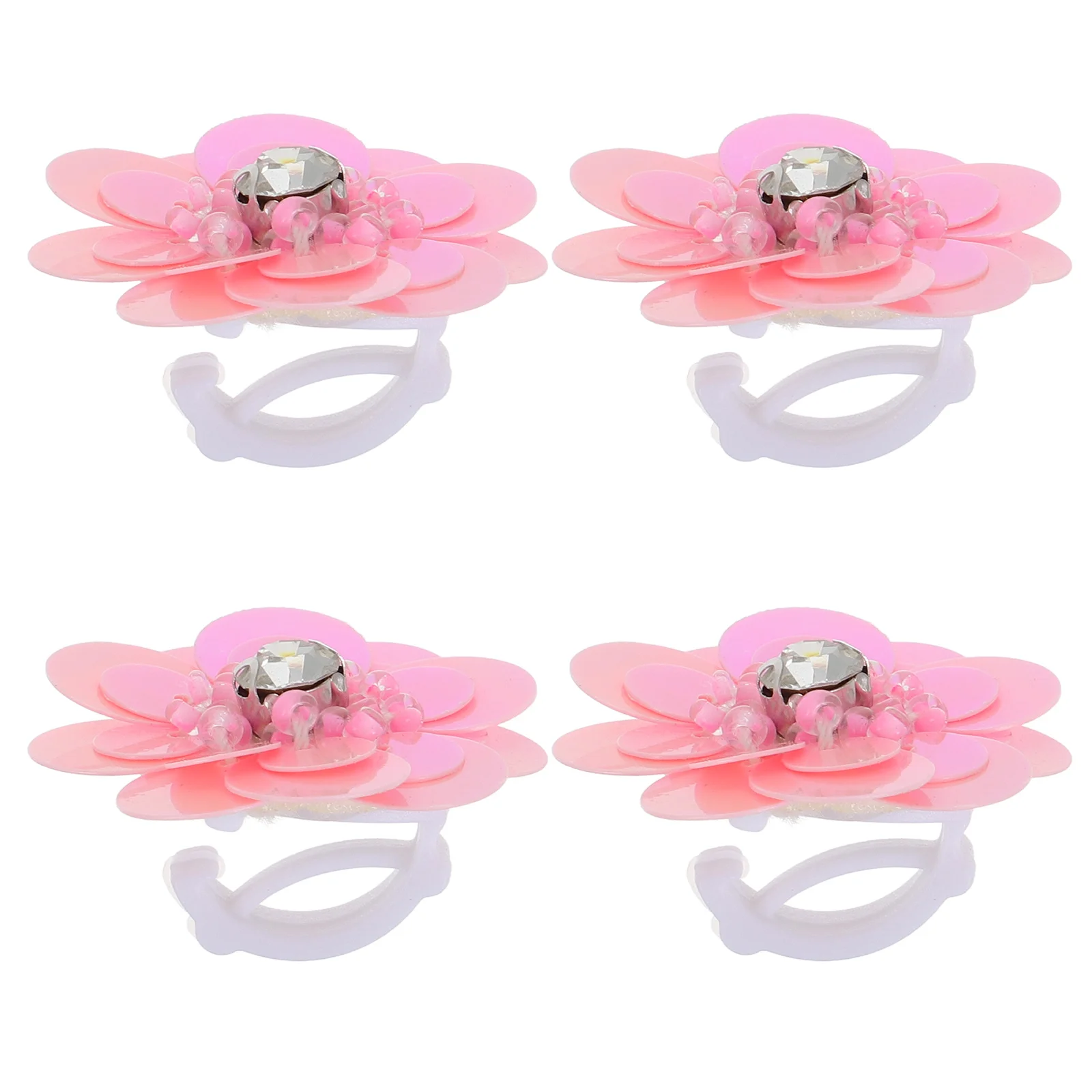 

4pcs Rhinestone Beaded Flower Shoe Charms DIY Decorative Bling Laces Sneakers Pink Pearl Sweet Style Removable Buckles