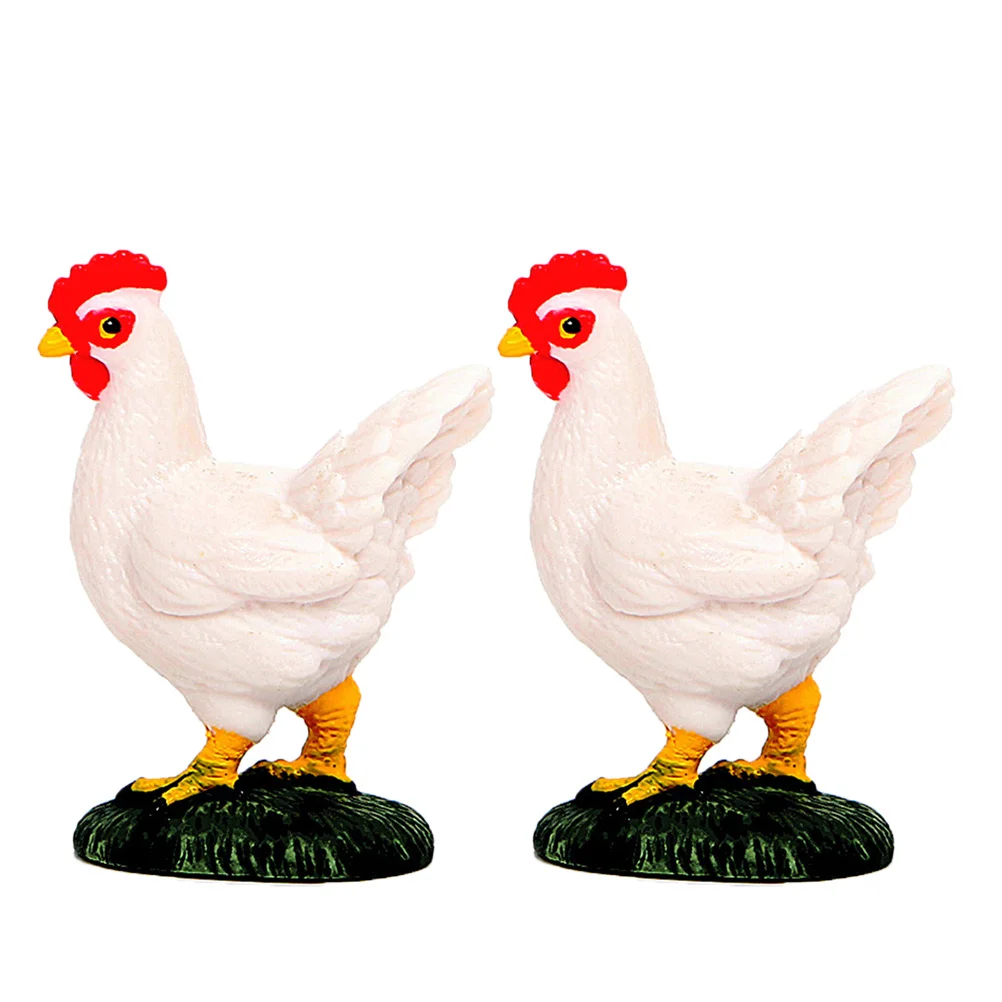 

2Pcs Chicken Decorative Piece Lifelike Farm Animal Art for Indoor Space Bedroom Gathering Event Happy Atmosphere Chicken Statue