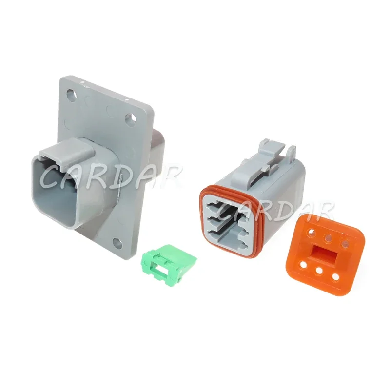 

1 Set 1 Set 6 Pin DT04-6P-L012 DT06-6S Auto Wiring Terminal Sealed Socket AC Assembly Car Wire Waterproof Connector With Flange