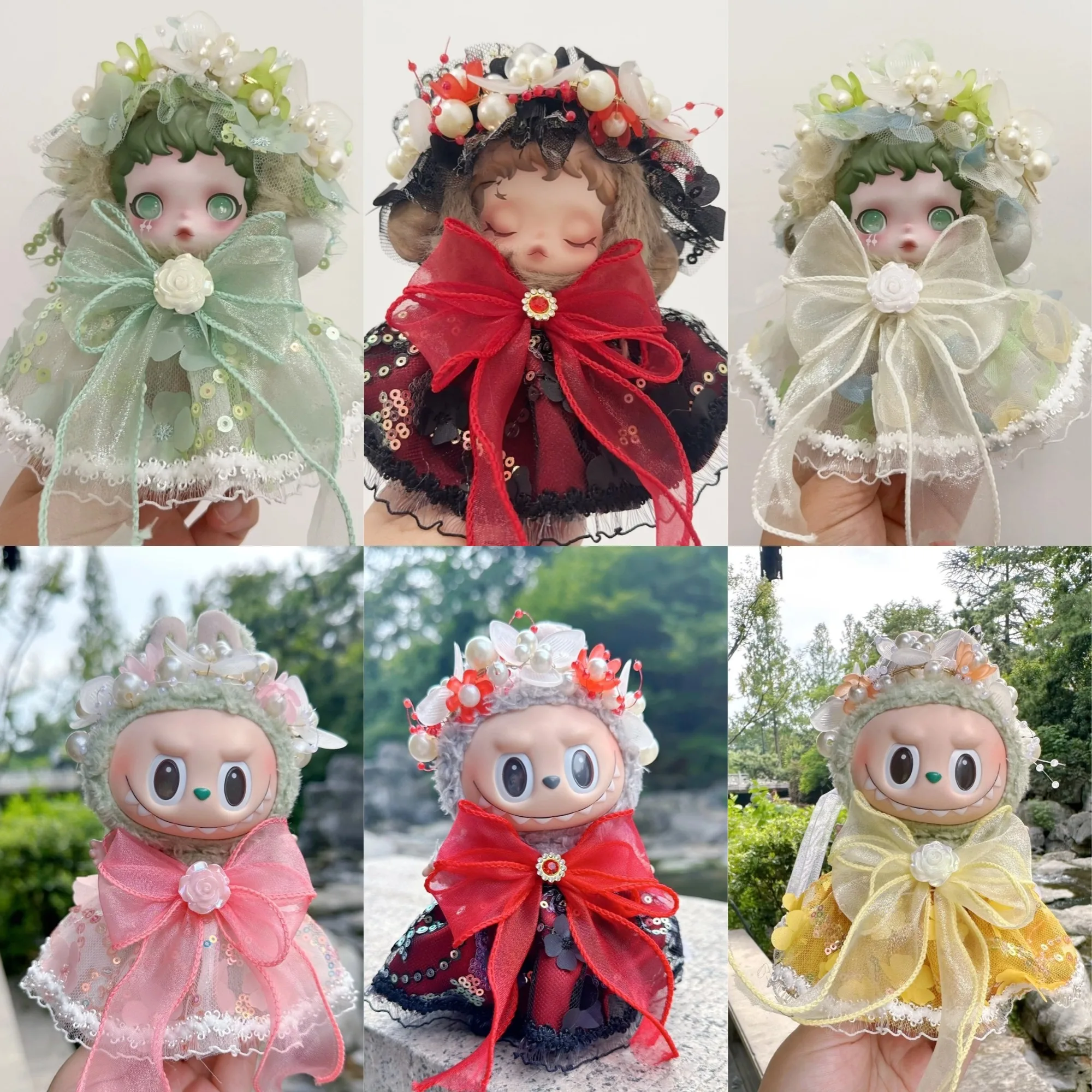 

17CM Dreamy Fairy Dress for Labubu and SkullPanda Clothes Ultra Gorgeous Plush Hanging Outfit 1st-3rd Gen Changeable Costume