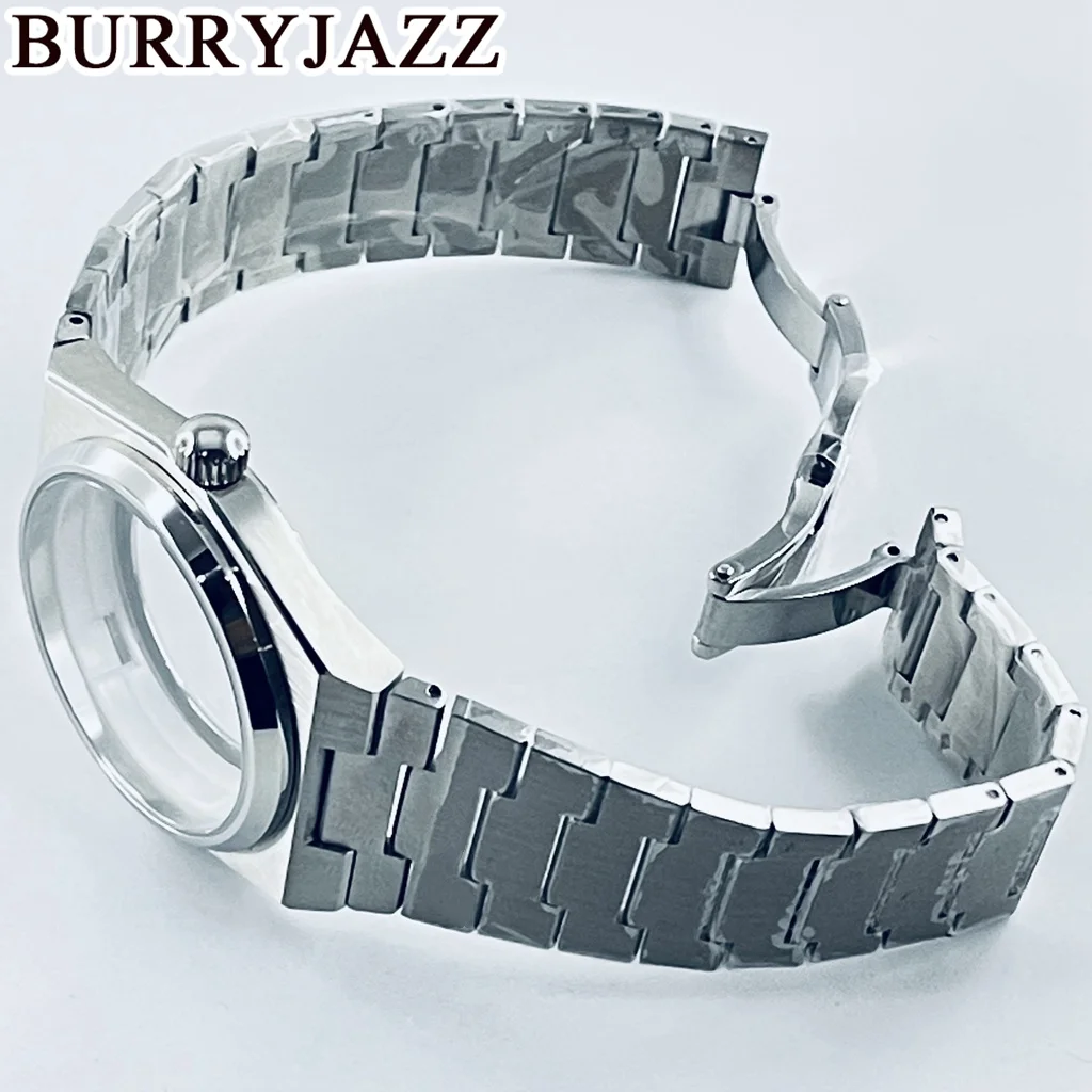 BURRYJAZZ 40 มม.NH34 NH35 NH36 NH38 นาฬิกากันน้ําเงินปราศจากเชื้อสแตนเลสคริสตัลแซฟไฟร์นาฬิกากรณี