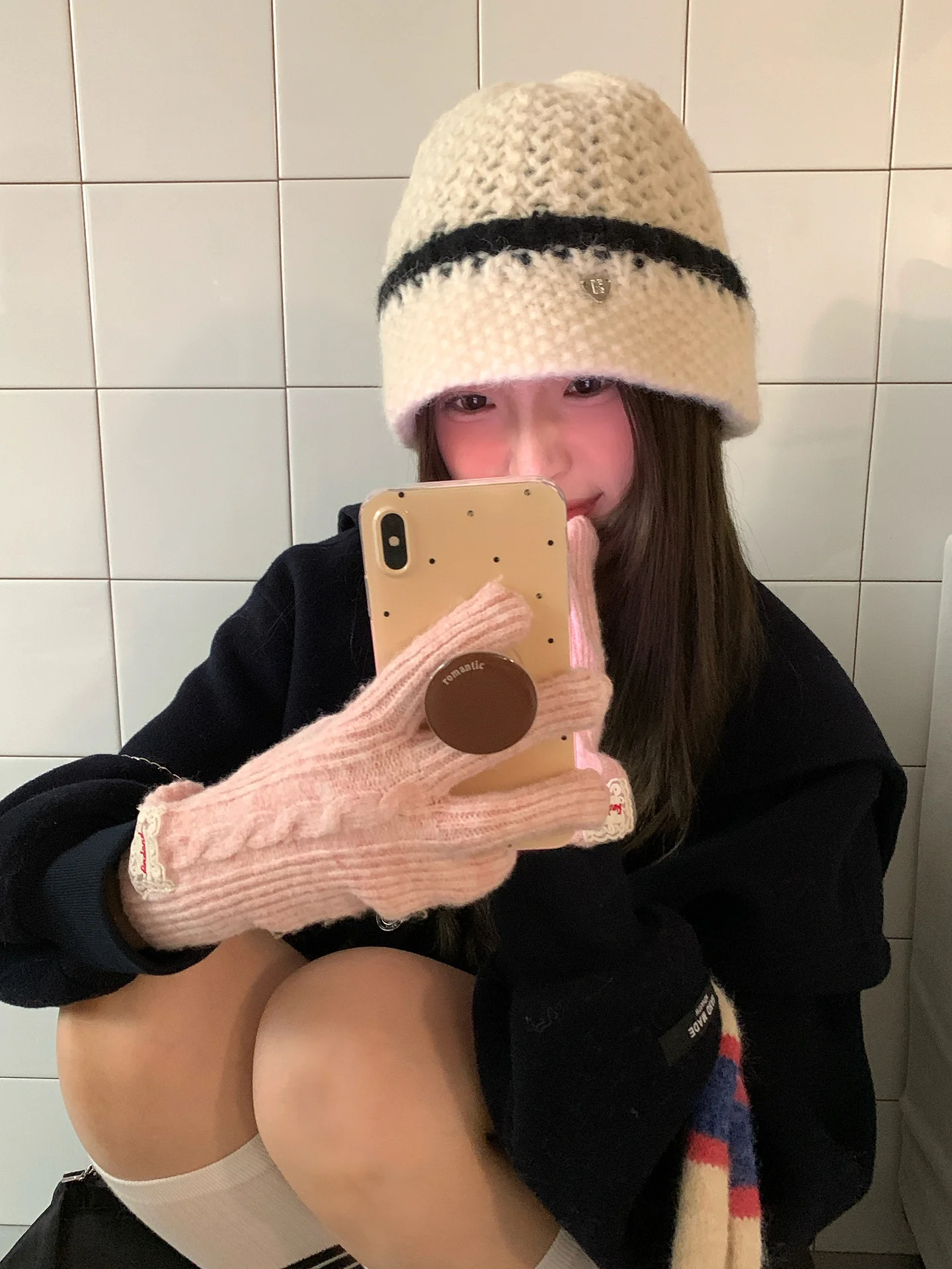 Retro Color-Blocked Knitted Woolen Hat For Women Autumn And Winter Warm Head Covering Fashionable And Versatile Basin Hat