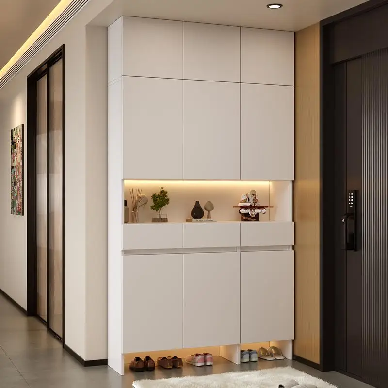 Solid wood shoe cabinet household entrance entrance cabinet customized wall entrance large capacity integrated foyer storage