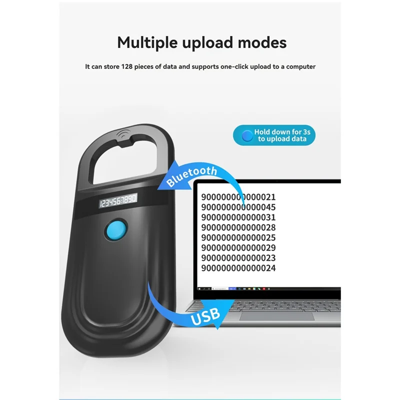 Leitor RFID para animais de estimação 134.2Khz 125Khz Scanner de chip para animais de estimação de dupla frequência para etiqueta animal USB + Bluetooth Pet Cat Dog-AB52