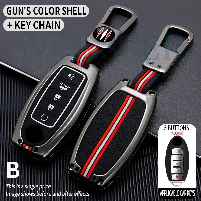 Metal Car Key Cover Fob Case Shell for Nissan Rouge Maxima Altima Sentra Murano Qashqai Versa SR Sentra 2019 2018 Juke J10 J11