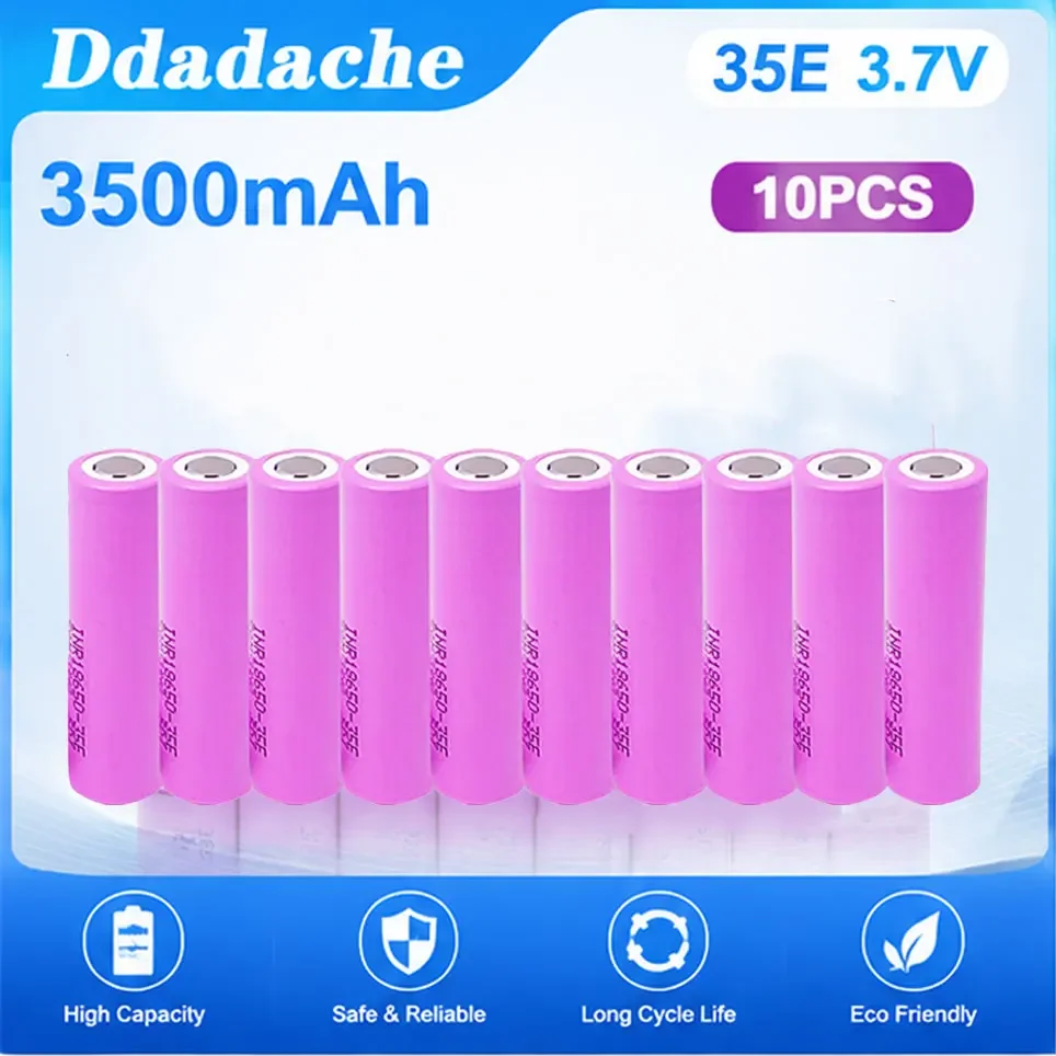 A-Level Stromversorgung INR18650 35E 18650 Akku 3,7V 3500mAh Wiederaufladbarer Lithium-Akku, 25A Entladungssicherheitszertifizierung, geeignet für die meisten digitalen Spielzeuge