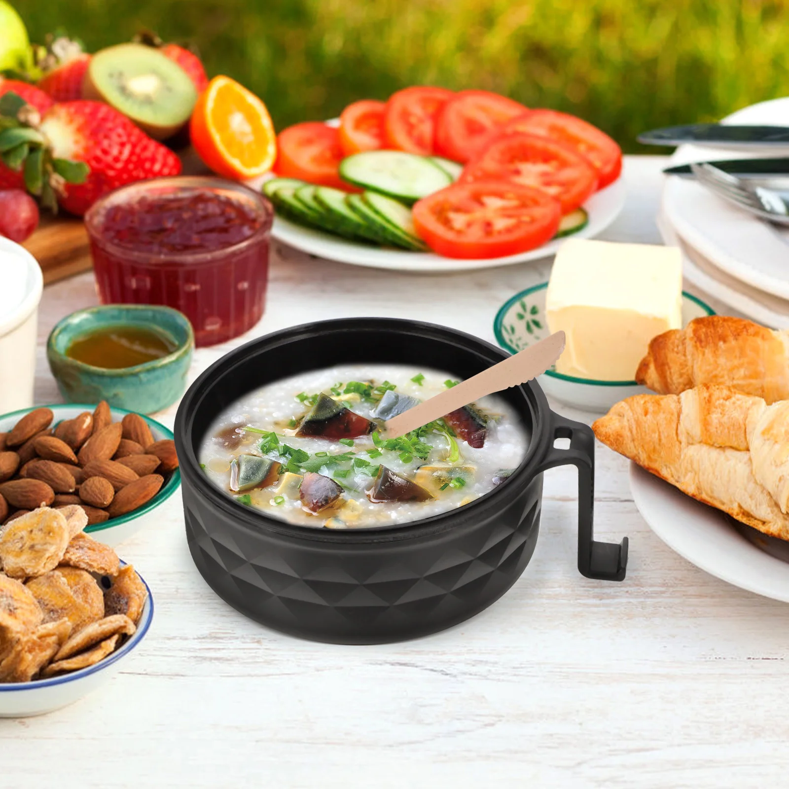 

1Set Ramen Bowl Set Microwave Safe Reusable Noodle Bowl with Chopsticks Spoon Multi-Functional for Home Restaurant Dorm