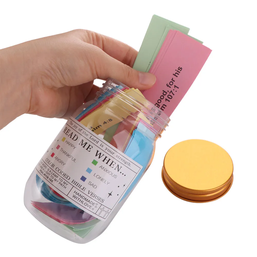 Creative Bible Verse Jar Emotions Feelings Colorful Cards Read Me When Bottle Handmade Craft Prayer Cards