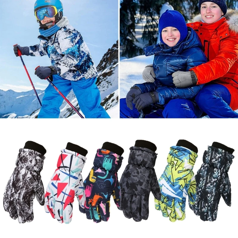 Winter Warm Children Ski Gloves Baby Sports Glove Long-sleeved Mitten Thicken Warm Windproof Waterproof Snow Snowboard