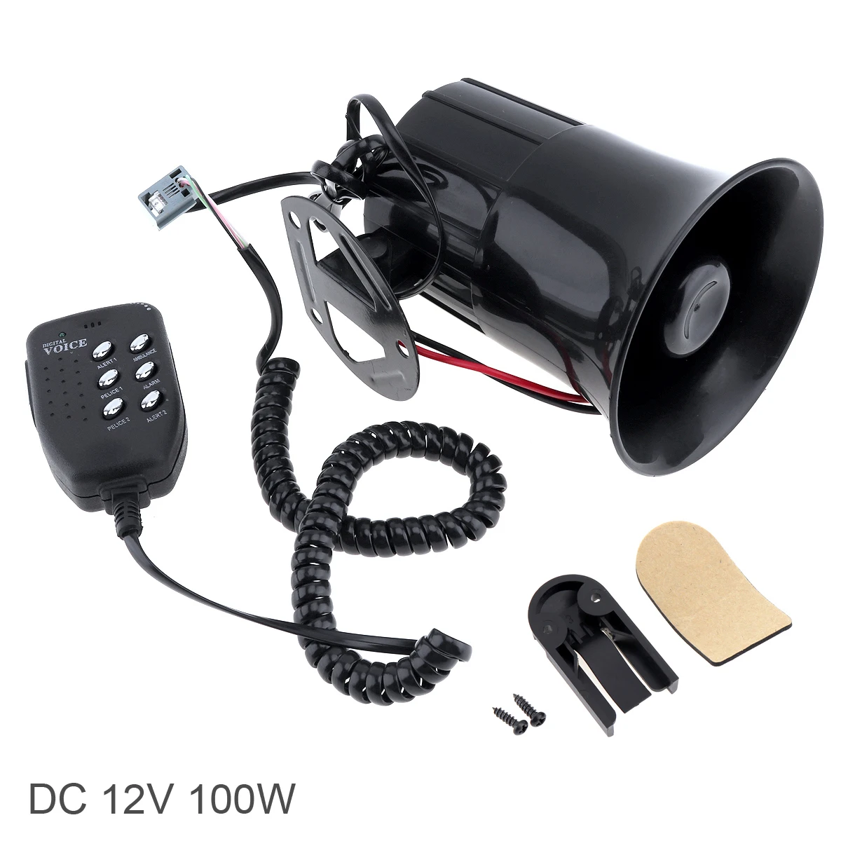 100W 12V 6 Sound Car Speaker Loud Alarm Siren Horn 120-150dB with MIC Microphone for Auto Truck