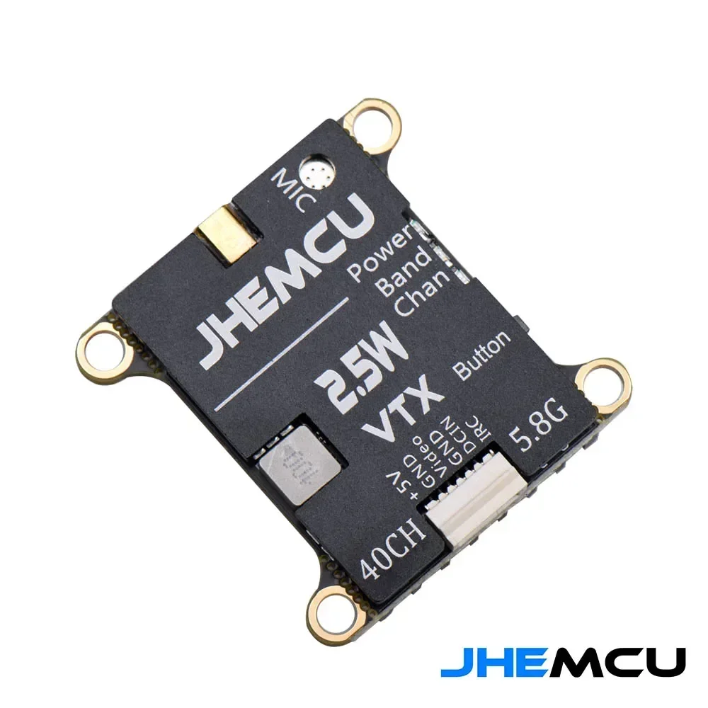 JHEMCU 2.5 واط VTX 5.8 جرام 40CH قابل للتعديل FPV الارسال المدمج في ميكروفون بالوعة الحرارة 2-6S 30X30 مللي متر لطائرة RC FPV طويلة المدى