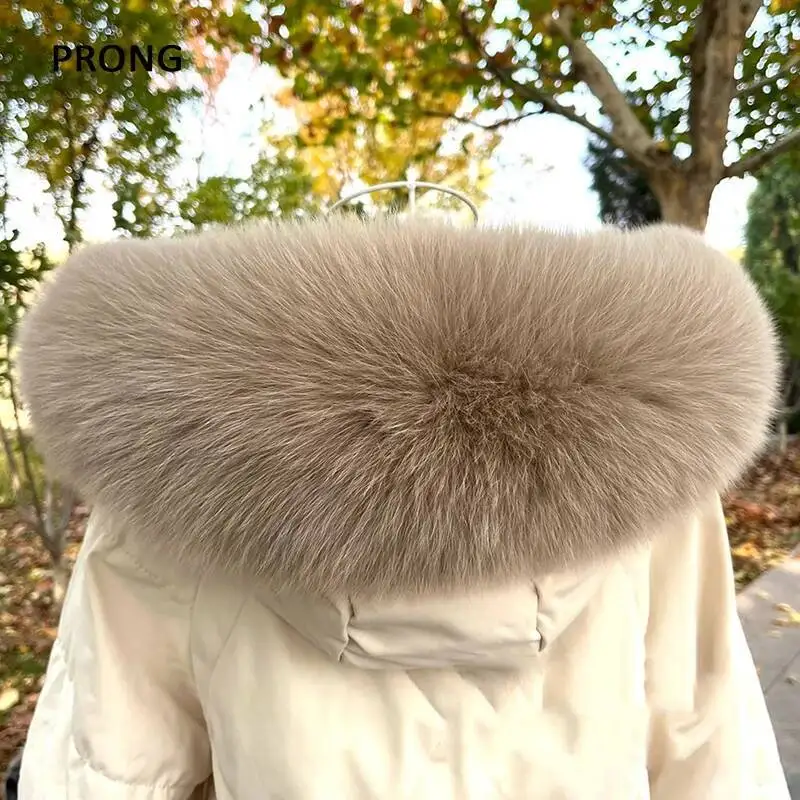 Super large real fox fur collar, single purchase down jacket pie, overcome male and female universal real fur hat collar, wool view 3
