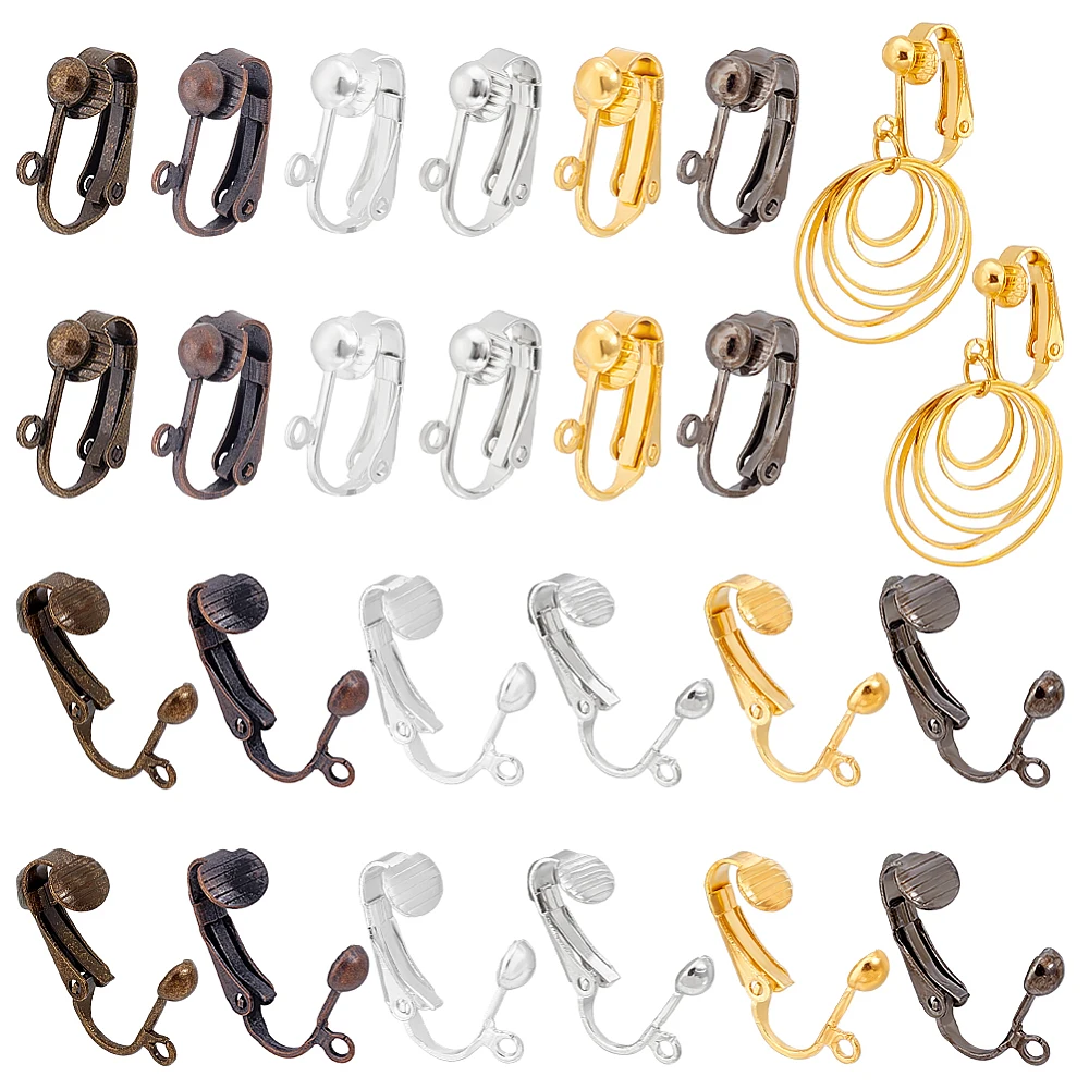 

1 коробка, 36 шт., латунные серьги-клипсы, размер 17x14x7 мм, в коробке для ушей без пирсинга, 6 смешанных цветов