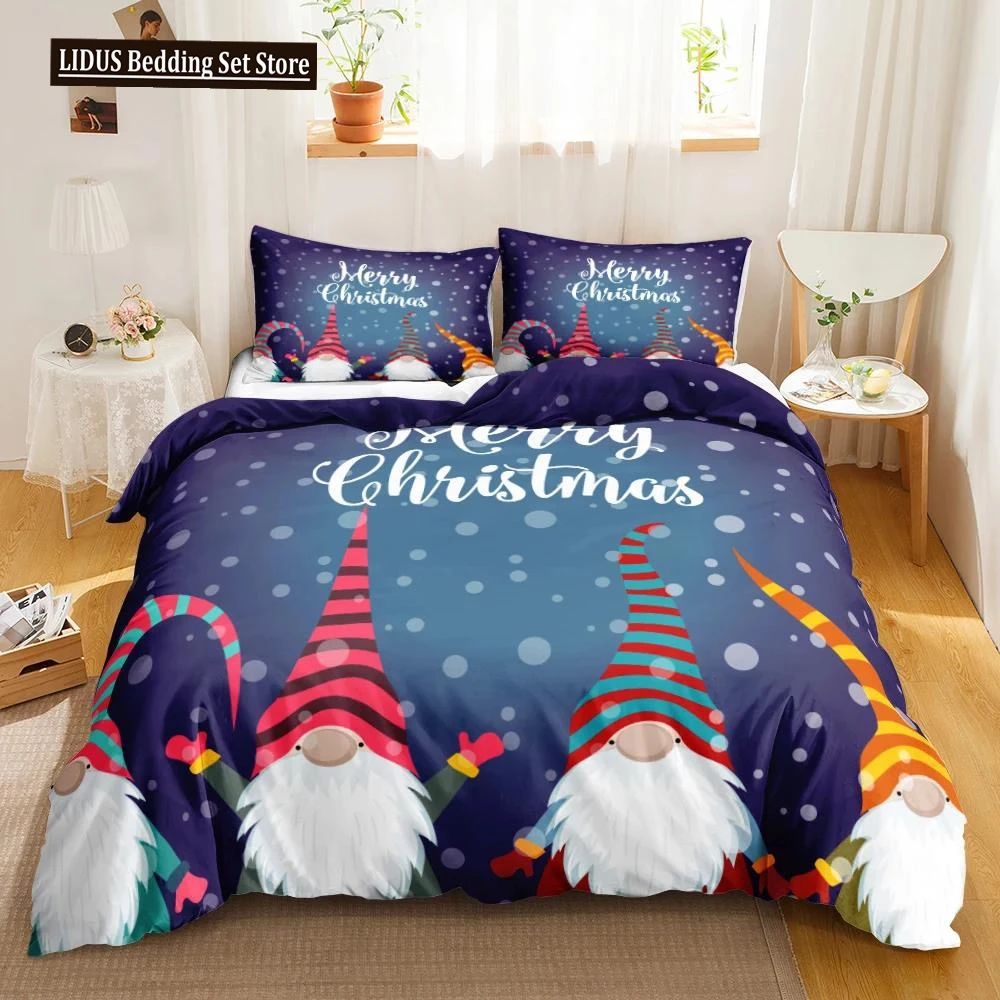 

Christmas Duvet Cover Set Christmas Celebration Winter Polyester Bedding Set With Zipper Ties For All Season Double Queen King