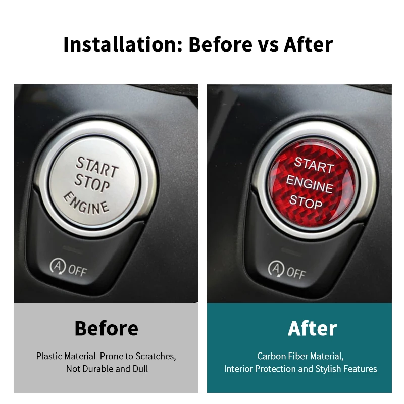 1 قطعة ألياف الكربون الحقيقية محرك بدء زر التوقف ملصق لسيارات BMW 1 2 3 4 5 6 7 سلسلة X1 X3 X4 X5 F30 F10 F32 F15 F25 G30 G31 G12 #4