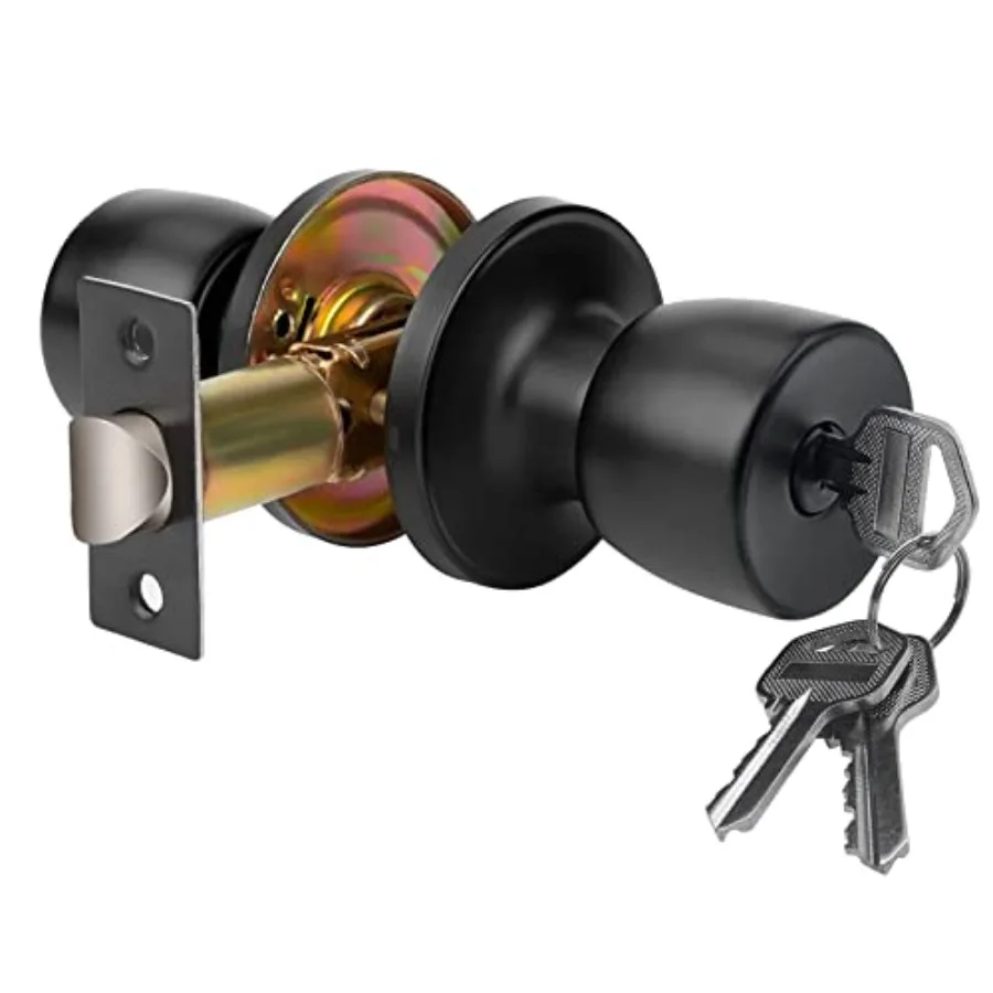 

JO.KO Door Knob with Lock and Keyed, Round Ball Lock Interior/Exterior Door Knob for Bedroom Or Bathroom/Entry Door Handle