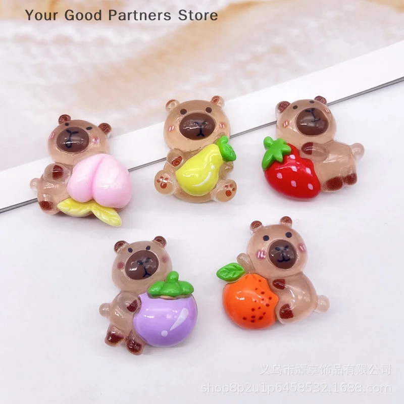Kawaii 빛나는 Capybara 자동차 장식품 인형 집 미니 장면 장식 마이크로 조경 장식품 DIY 데스크탑 장식 완구