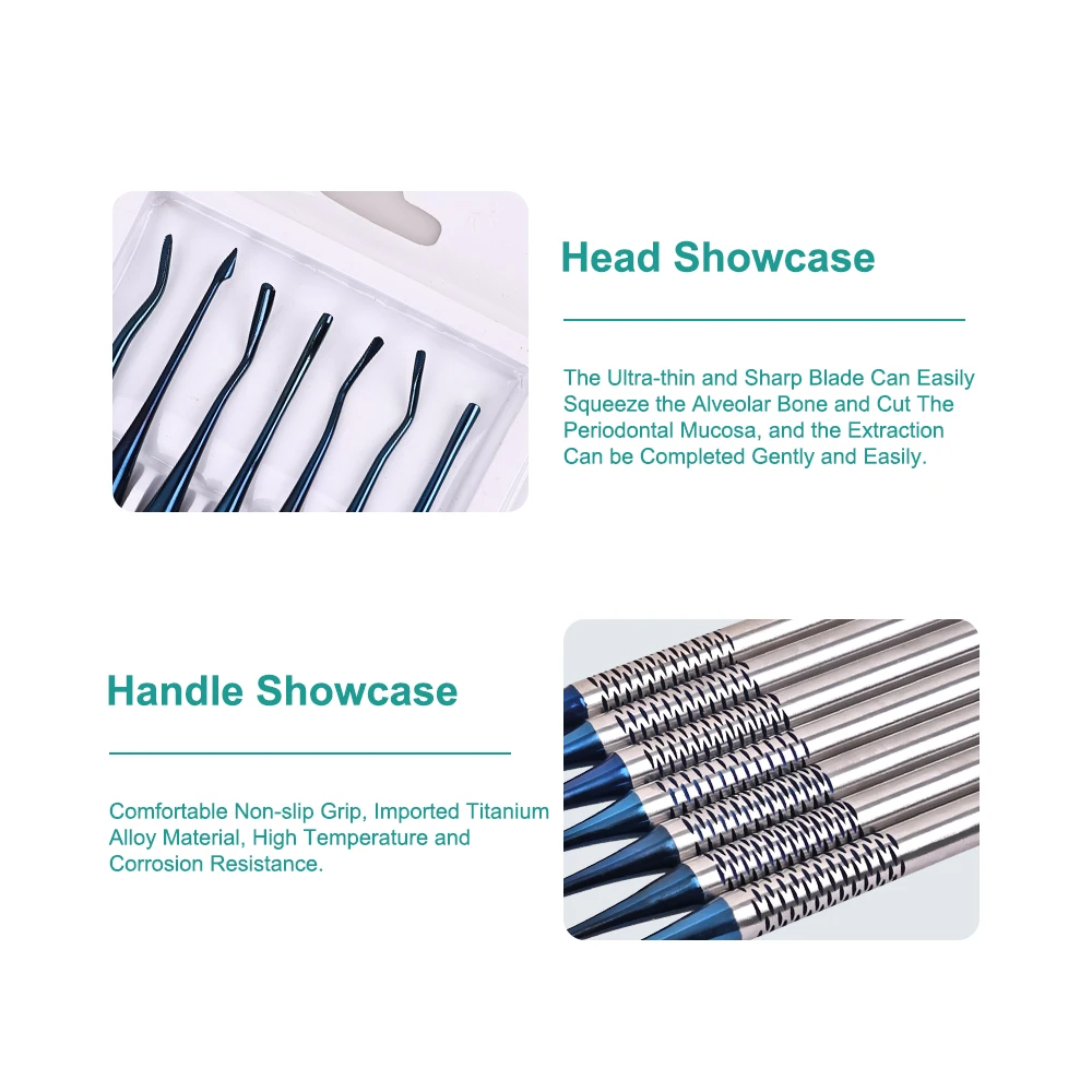 

7Pcs Dental Implant Luxating Root Tooth Elevator Knife Titanium Alloy Extraction Minimally Invasive Dentist Extracting Tools