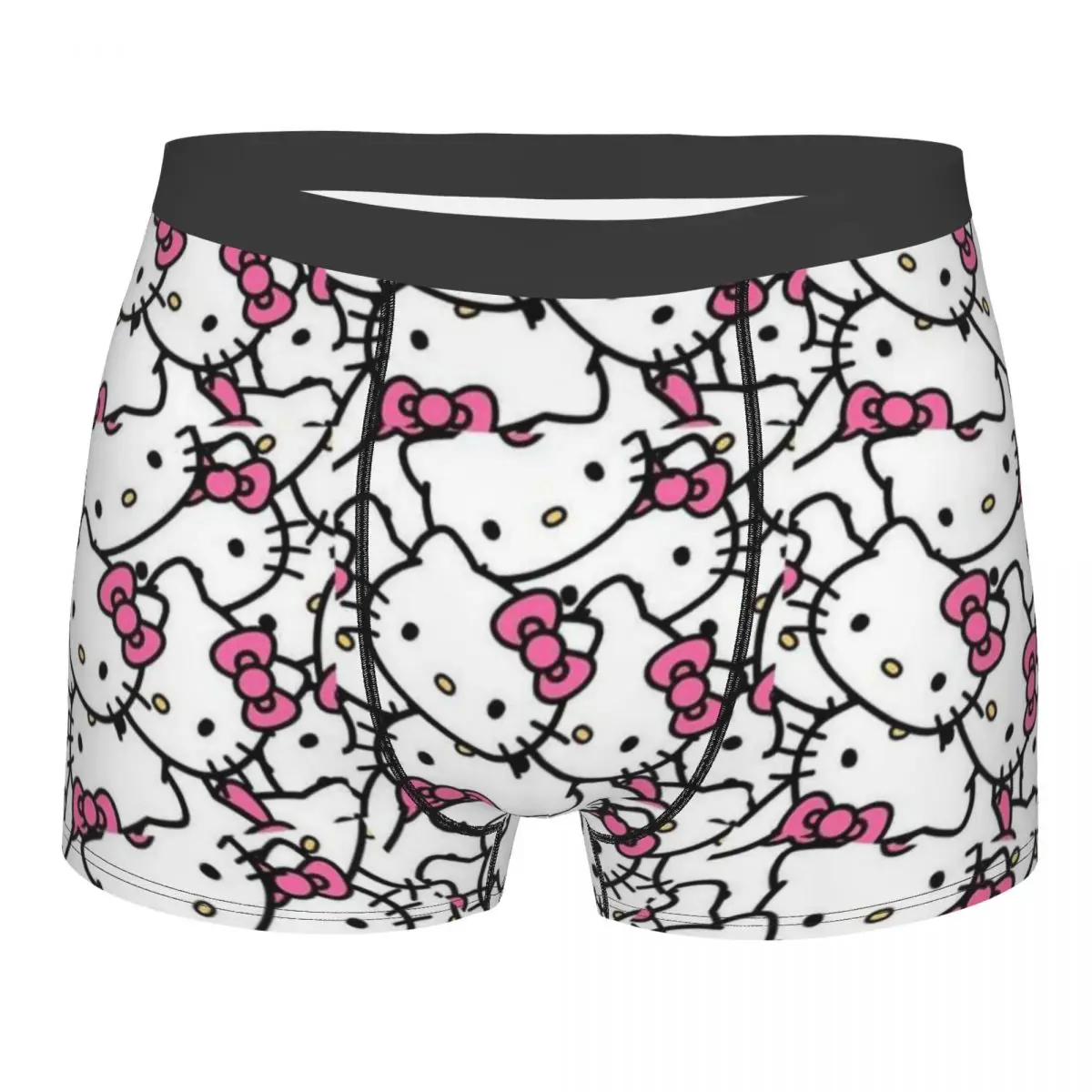 Custom Hello Kitty Boxer Shorts For Men 3D Print Cartoon Underwear Panties Briefs Stretch Underpants