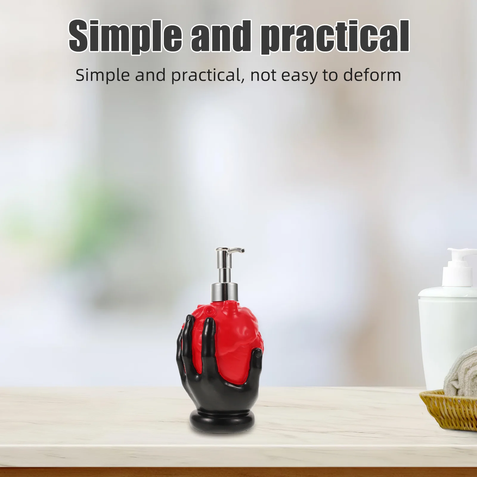 موزع الصابون على شكل قلب القوطية اليد عقد زجاجة مضخة تشريحية للحمام بالوعة المطبخ ديكور الهالوين Macabre