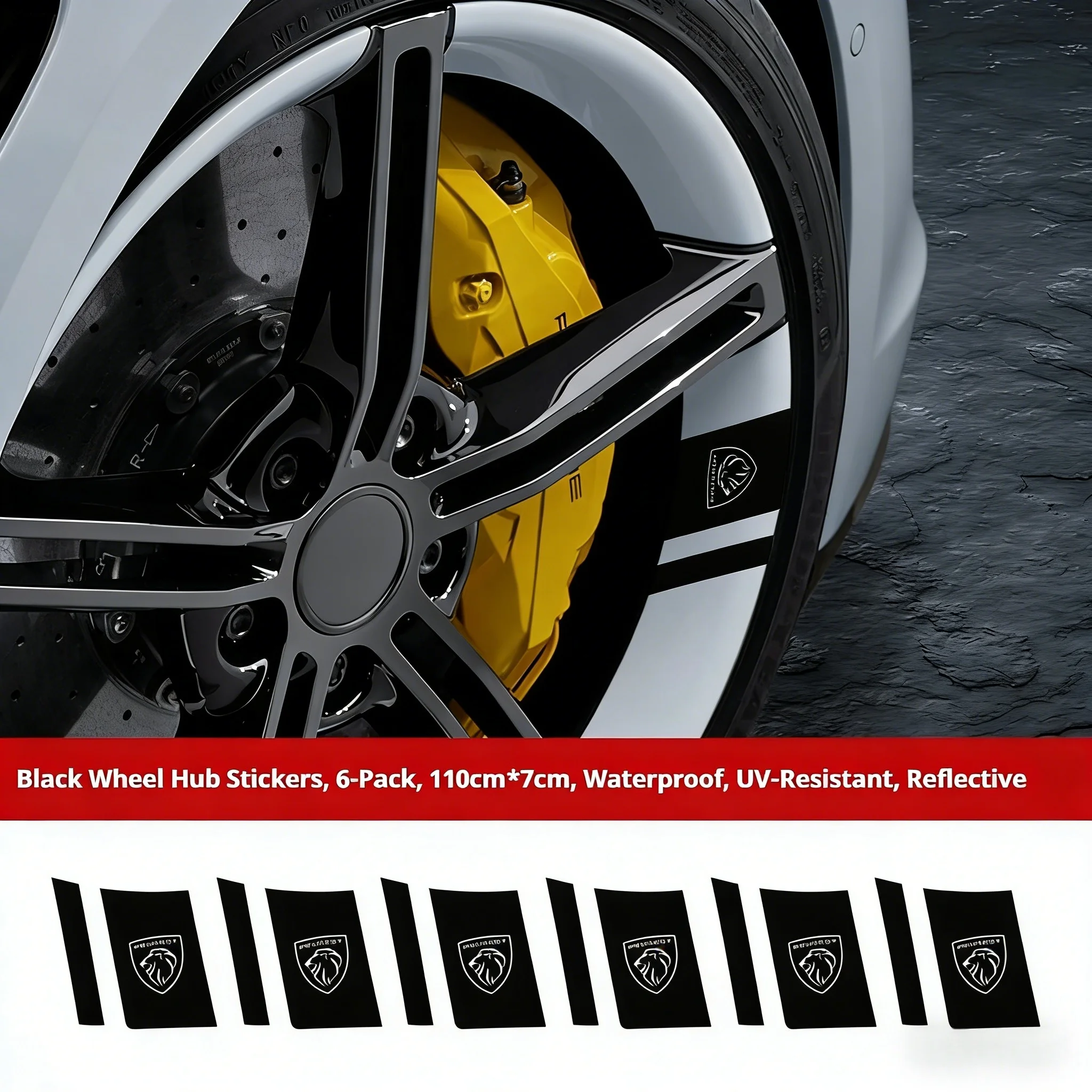 6Pcs Car Wheel Sticker For Peugeot 3008 5008 2008 106 107 108 205 206 207 208 RCZ 306 307 308 508 406 407 408 4007