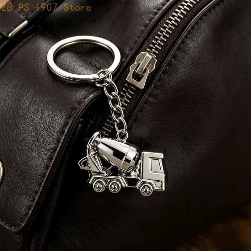 Exquisite Miniature Cement Mixer Keychain Handcrafted Alloy Vehicle Pendant 55KA