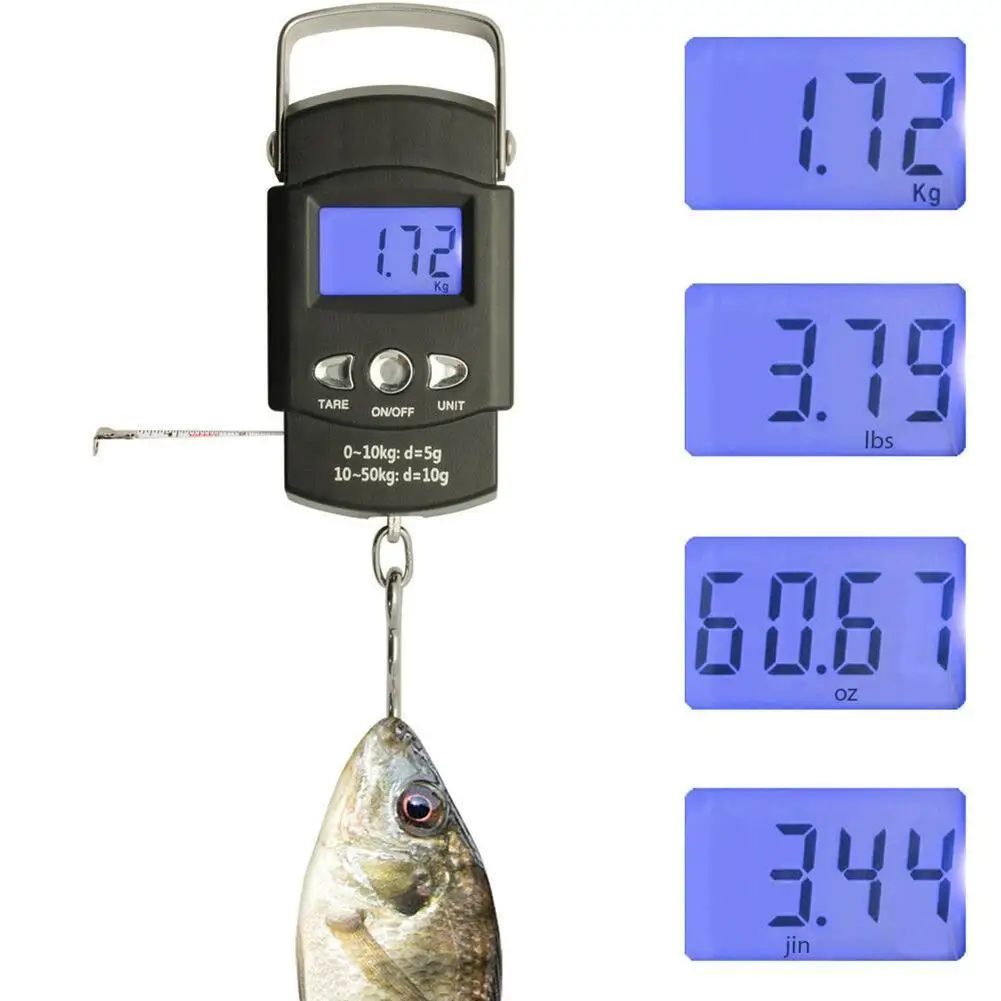 

50KG/110LB Electronic Portable For Fishing Luggage Hook Digital Hanging LCD Display Tool Scale Weighting Fishing Scale tool