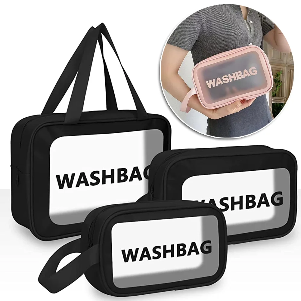 

Large Women Cosmetics for Makeup Organizer Transparent Waterproof Beauty Bags Make Up Case Storage Pack Portable Travel Wash Bag