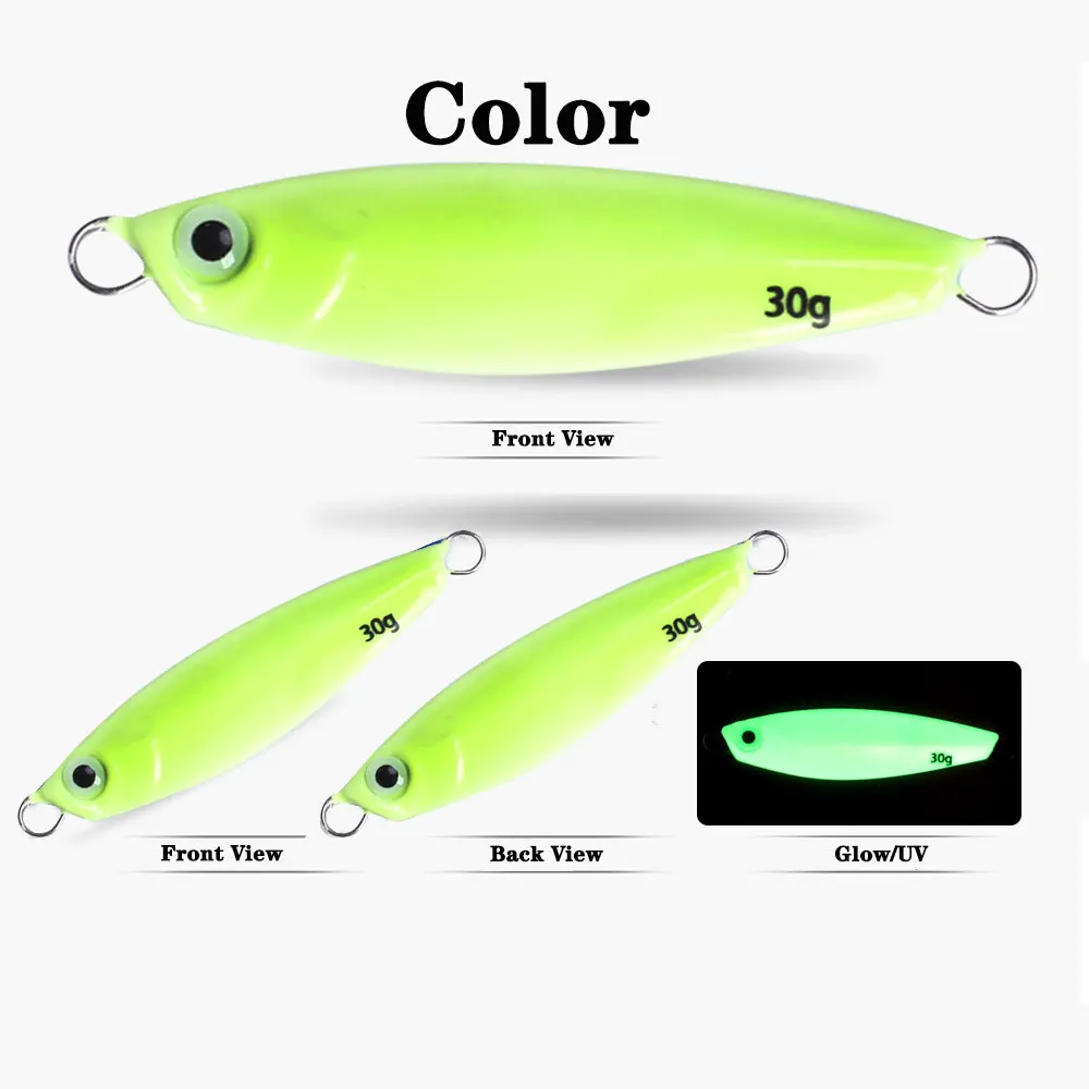 AS Glow Jig Shore Cast Spoon Fast Jig Luminous Vertical Speed Sinking Pesca Metal Jigging Artificial Bait Sea Lure Angler