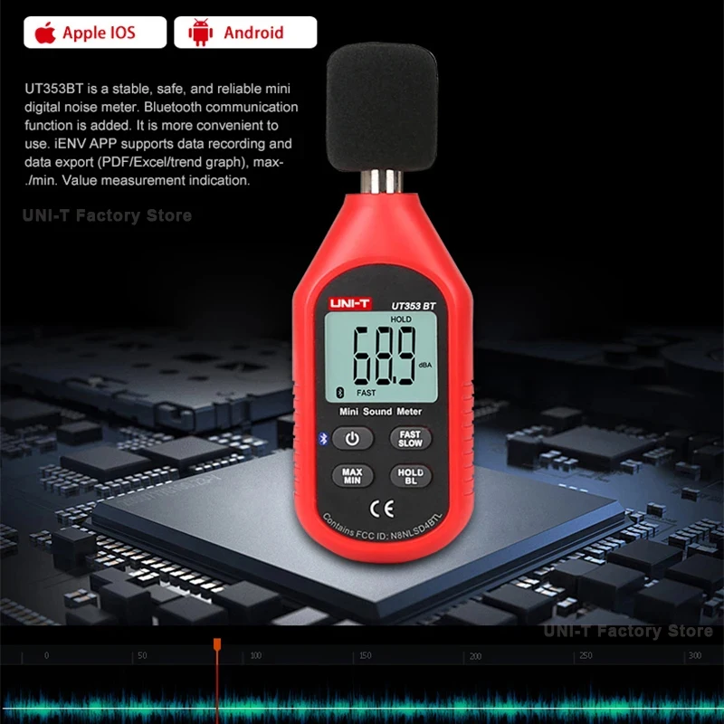 UNI-T UT353 UT353BT Sound Level Meter Bluetooth Digital Decibel Meter 30-130dB Noisemeter Mini dB Meter Noise Dosimeter