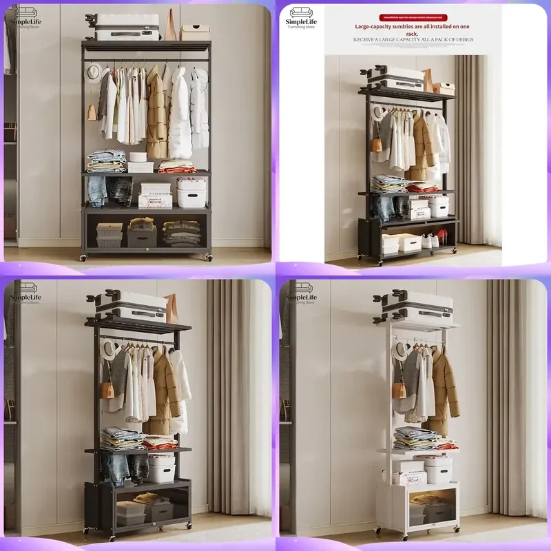 Modern Metal Coat Rack Stand Free Standing Hall Tree with Hooks for Hats Bags Clothes Storage Organizer Furniture for
