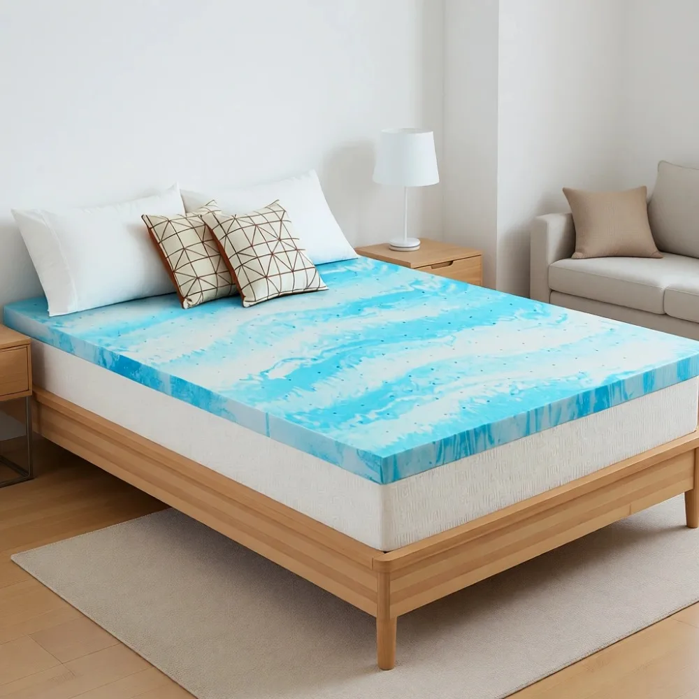 

Топпер для матраса из гелевого пенополиуретана с эффектом памяти, 3 дюйма, размер Queen, для снятия давления, сертифицирован CertiPUR