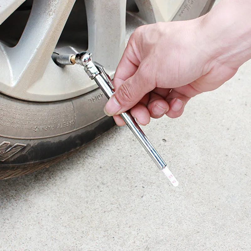 Car Tire Pressure Pen Detector Chrome Tire Air Pressure Gauge Pen 5-50 PSI Tool For Auto Car Truck Bicycle Repair Products