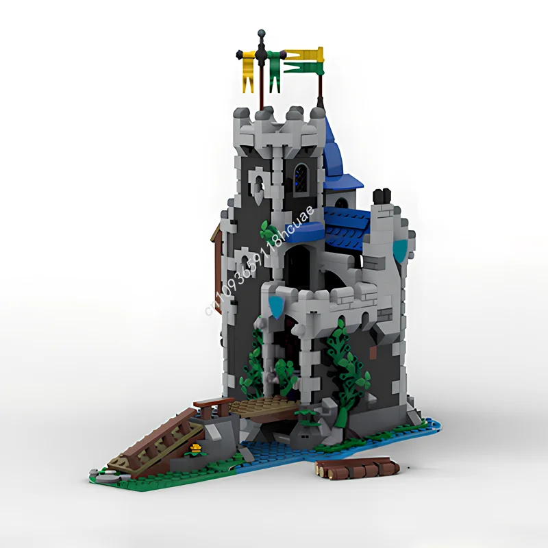 933PCS MOC Castle Fortress Of Lakeside County Medieval Model Building Blocks Stacking Bricks Creative Toys Kid Gift Educational