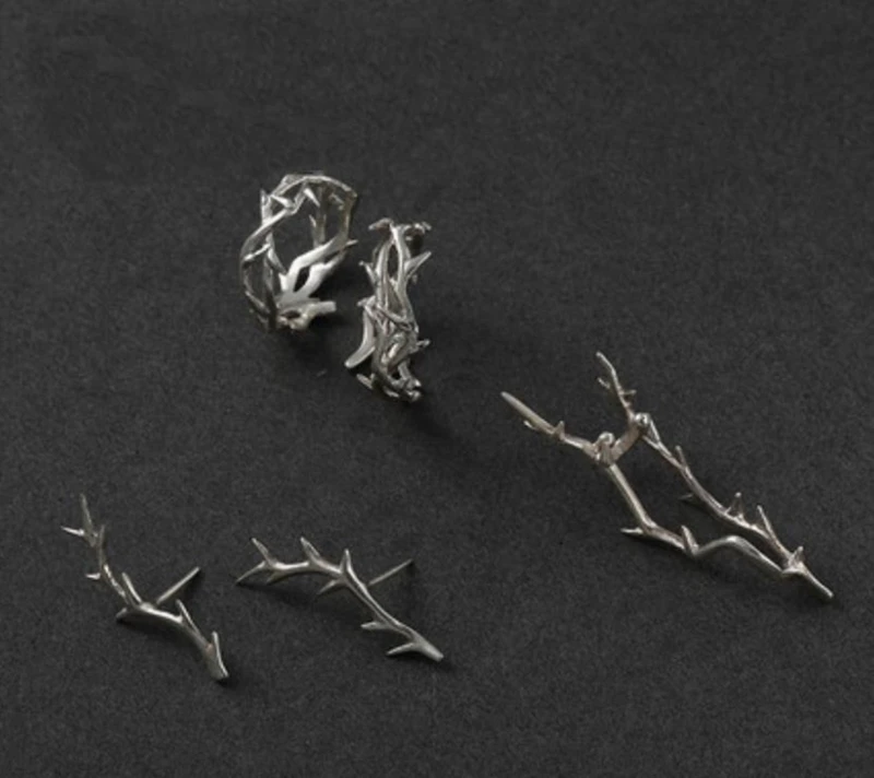 Anelli spine per uomo donna Anello per coppia retrò con ramo vite Anello per dito delicato Anello aperto regolabile per